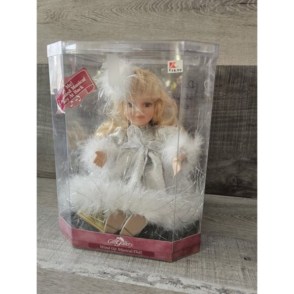 Animated Musical Christmas Doll Plays Music Box Windup Porcelain Doll Kmart - Picture 1 of 8